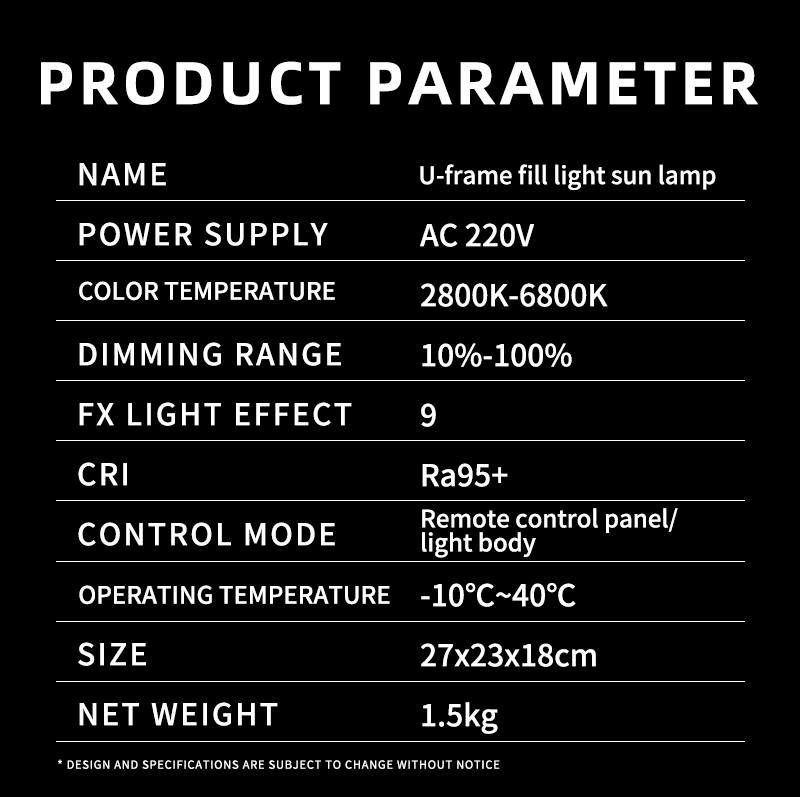 250W COB Studio Video Light Equipment With U-shaped Bracket for Video and Photography