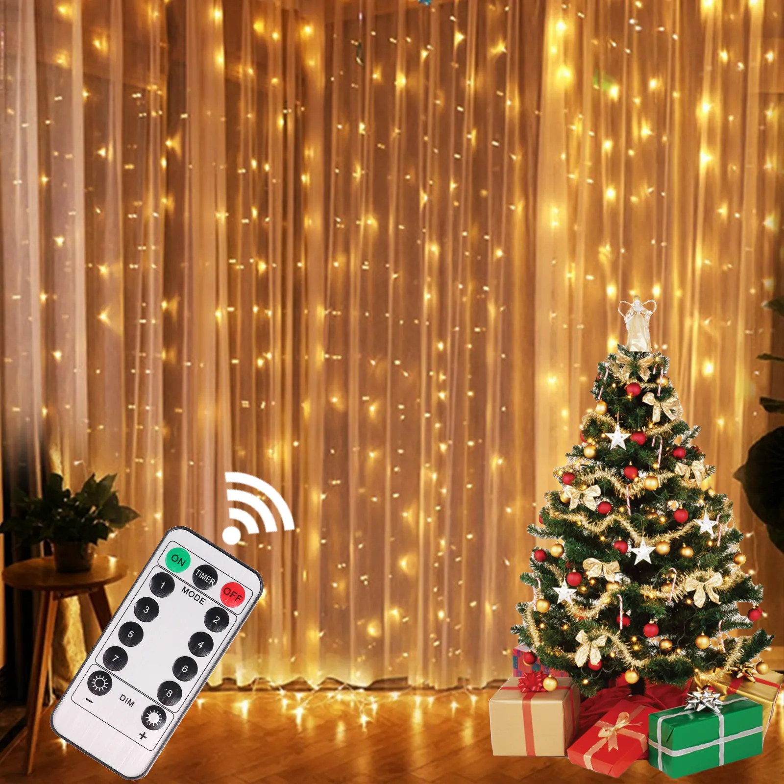 8 Modes Pink Fairy Christmas Decorations Starlight LED Curtain Hanging Lights CUR600picture3