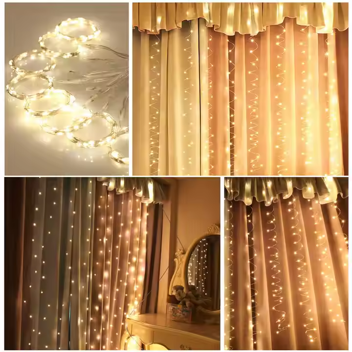 8 Modes Pink Fairy Christmas Decorations Starlight LED Curtain Hanging Lights CUR600picture5