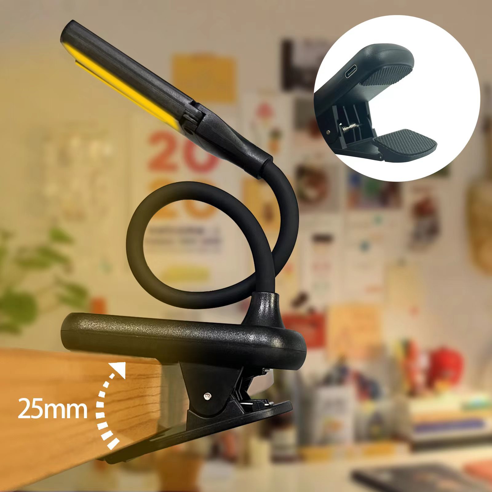 Three Key Touch Clip Creative Dual Head Rechargeable Small Desk Lamp BOK2100picture3