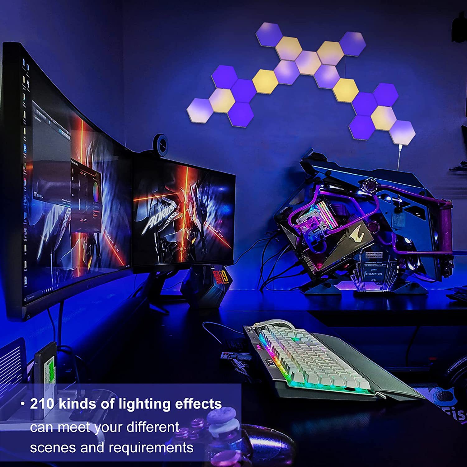 Smart LED Gaming APP Switch Remte Hexagon RGB Wall Lights HEX240picture4