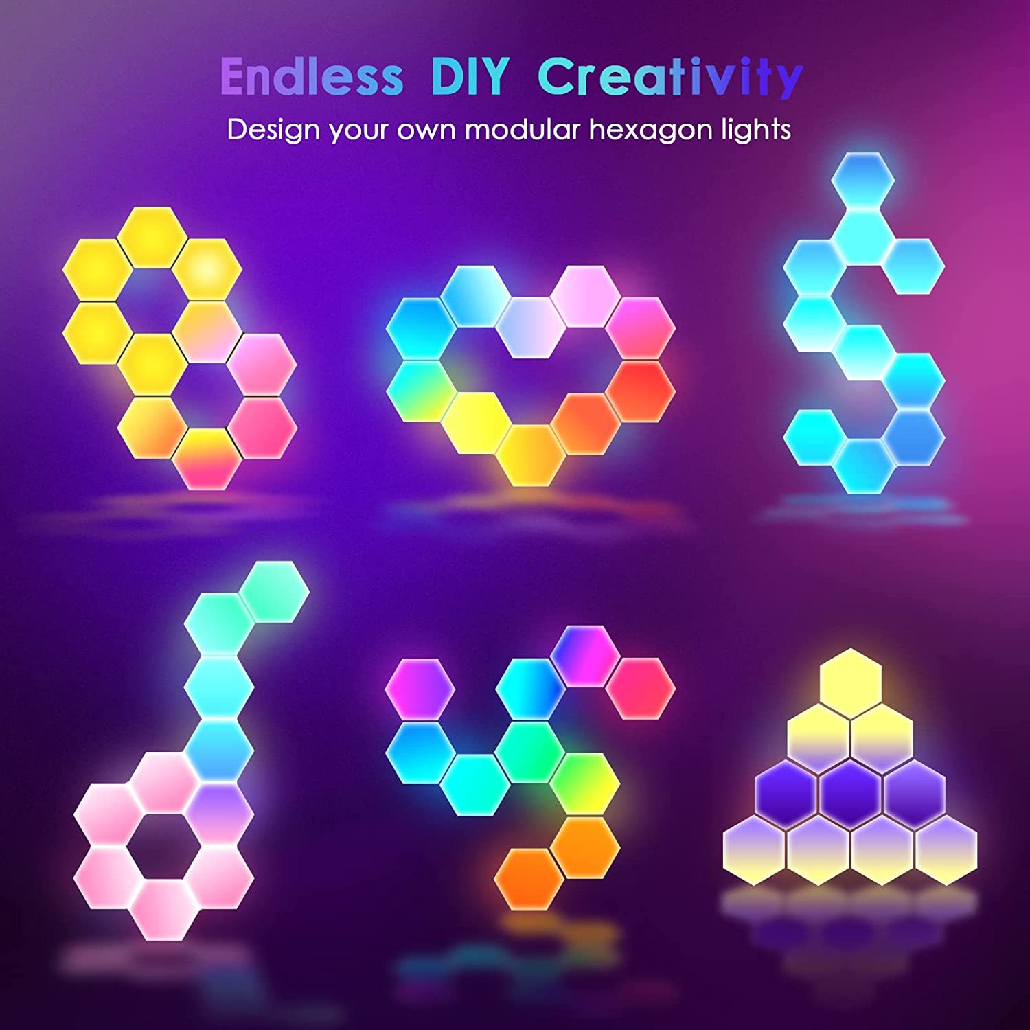 Smart LED Gaming APP Switch Remte Hexagon RGB Wall Lights HEX240picture5