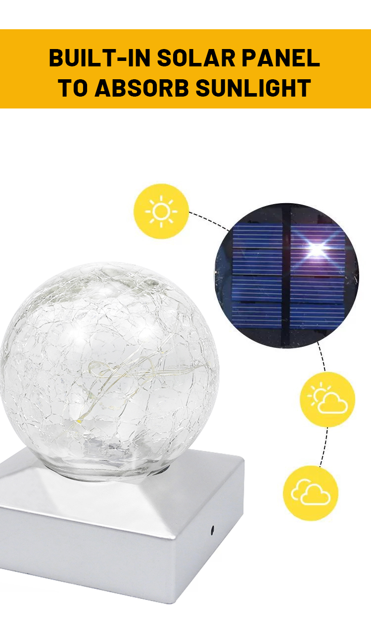 Solar Crackle Glass Ball Fence Lights PLR1380picture2