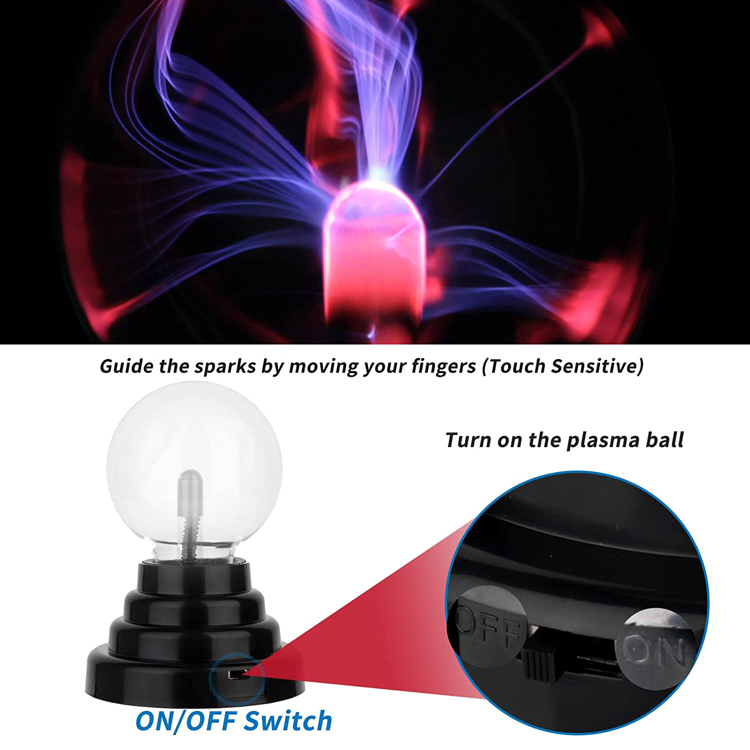 Small 3" Inch Toy Gift for Kids lightning Magical Tesla Plasma Ball PLA400picture2