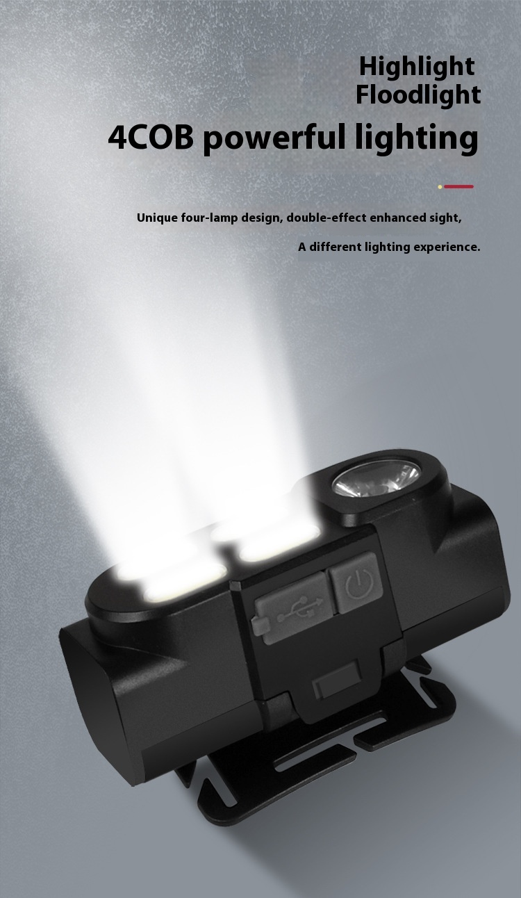 Factory Custom Outdoor Camping Fishing Adventure Bike Riding Lighting ABS Body Portable USB Charging Lithium Ion COB Headlight