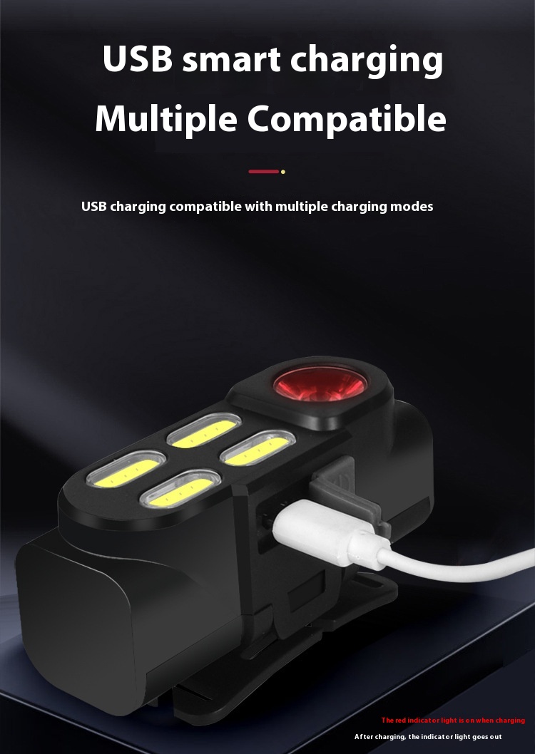Factory Custom Outdoor Camping Fishing Adventure Bike Riding Lighting ABS Body Portable USB Charging Lithium Ion COB Headlight