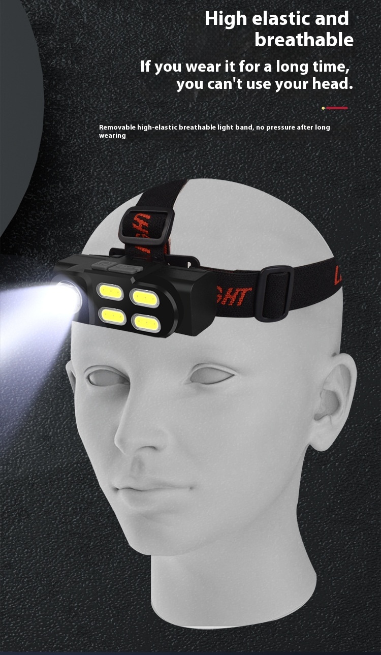 Factory Custom Outdoor Camping Fishing Adventure Bike Riding Lighting ABS Body Portable USB Charging Lithium Ion COB Headlight