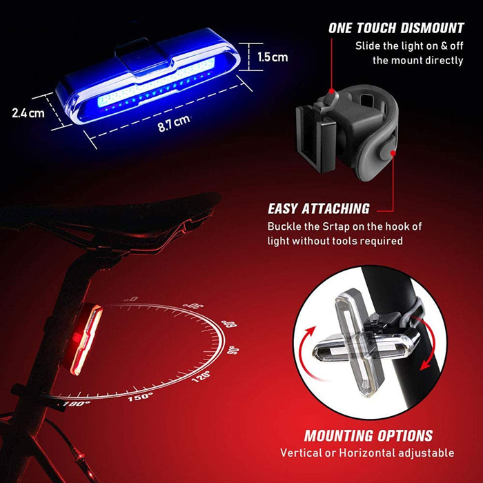 Bike Tail Light  Super Bright Bike Light USB Rechargeable LED Bike Rear Light Cycling Bicycle Accessories