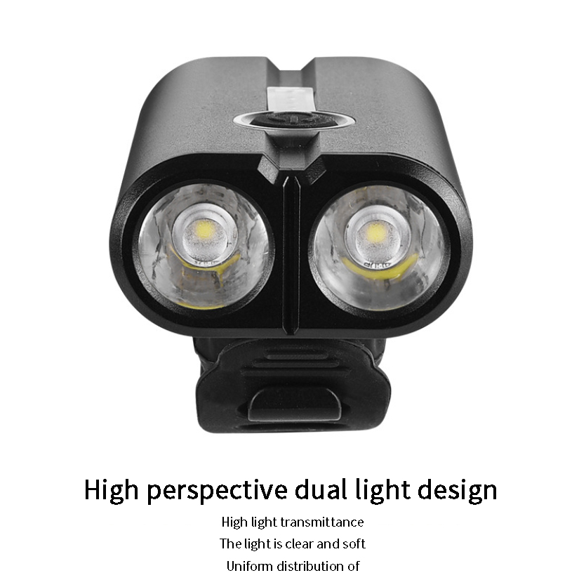 Twin Lens LED USB Rechargeable Bike Headlight Set Powerful Bicycle Front Headlight and Free Back Taillight 6 Modes Front Light