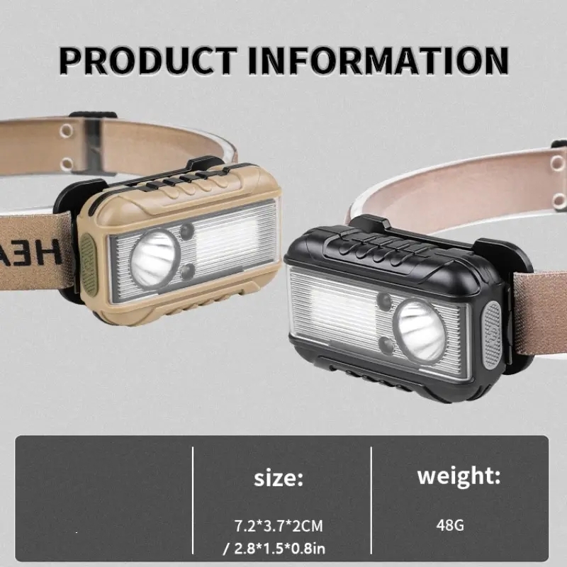 Lighting LED Rechargeable Headlamp High Lumen Bright Head Lamp White Red Light Waterproof Forehead Flashlight