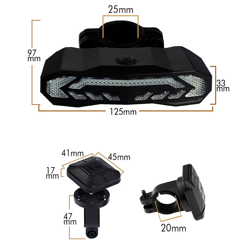 Brake Sensing Horn Cornering Lamp Burglar Alarm USB Rechargeable LED Bike Light BKE6100picture3