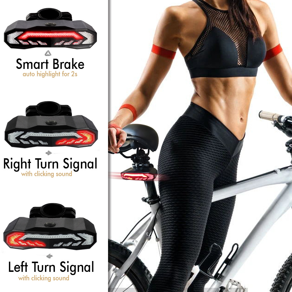 Brake Sensing Horn Cornering Lamp Burglar Alarm USB Rechargeable LED Bike Light BKE6100picture5