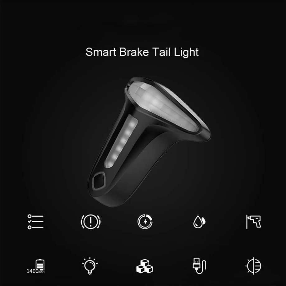 Intelligent Rechargeable Waterproof Brake Safety LED Bike Warning Light BKE6500picture2