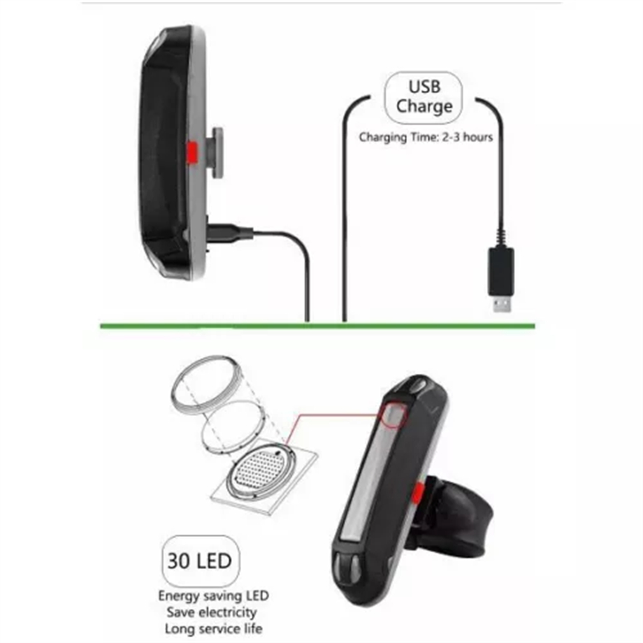 Night Riding Tri Color Warning Light USB Rechargeable Waterproof LED Bike Light BKE6800picture3