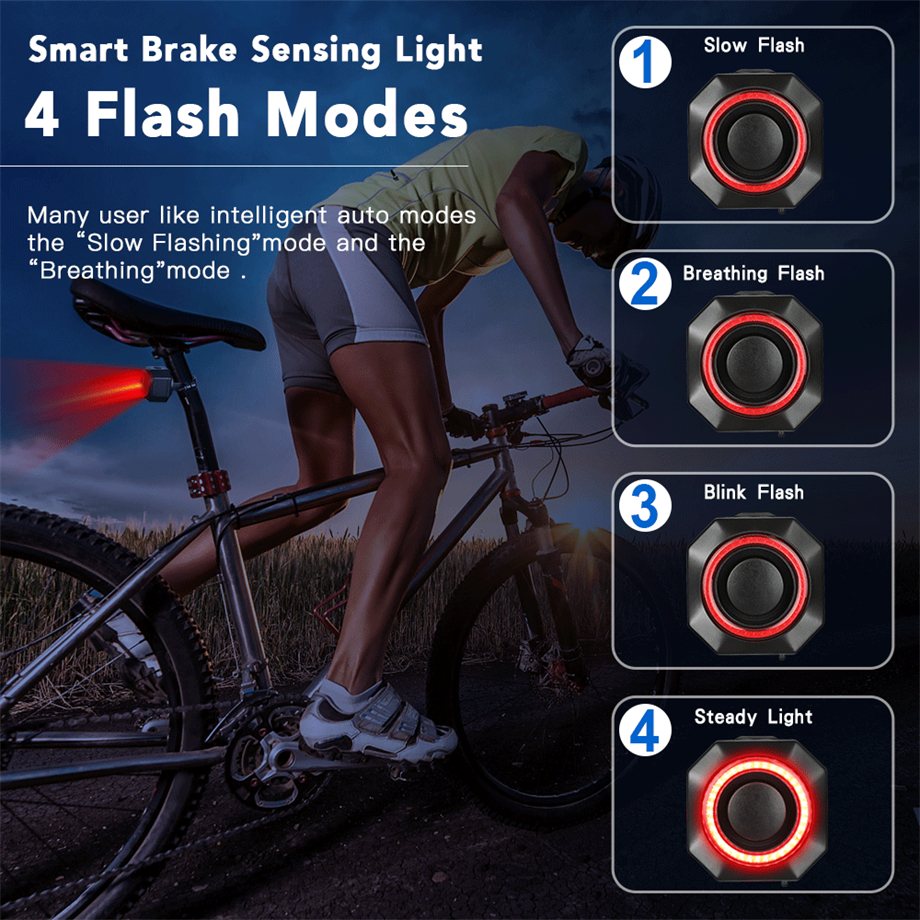 Wireless intelligent Waterproof Brake Warning Safety LED Bike Tail Light BKE7000picture2