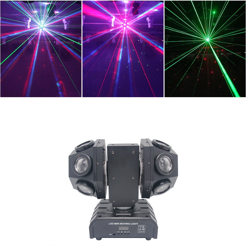 Baisun Fashion 12pcs Mini Double Arm Shaking Head Lamp Beam Light for DJ Stage Effect Atmosphere