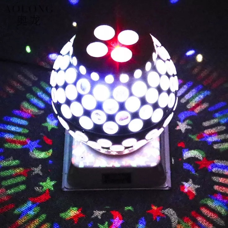 New Double-layer Lantern Magic Ball Lamp Led Colorful Rotating Laser Pattern Lamp Voice Co<i></i>ntrolled Stage Light Light