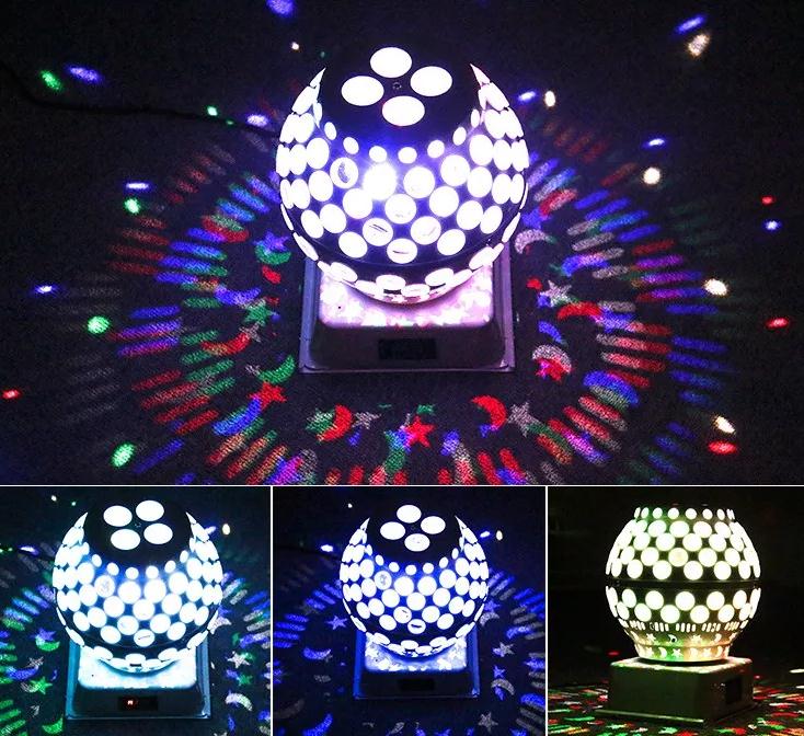 New Double-layer Lantern Magic Ball Lamp Led Colorful Rotating Laser Pattern Lamp Voice Co<i></i>ntrolled Stage Light Light
