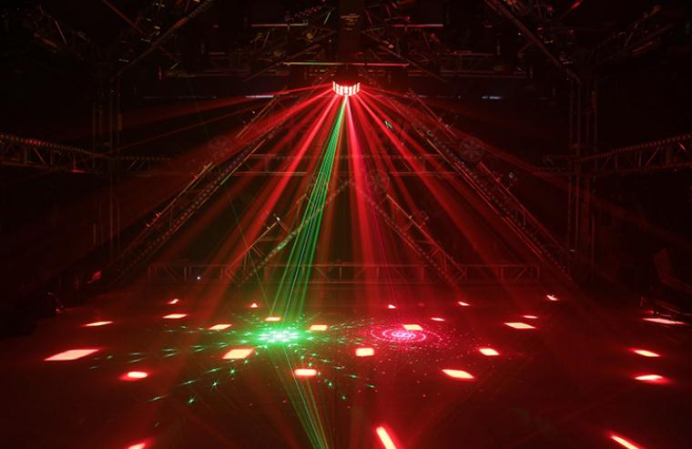 Best Selling New Three-layer butterfly Led Flash Colorful Atmosphere Rotating Laser Voice Co<i></i>ntrolled Laser Light Stage Lighting