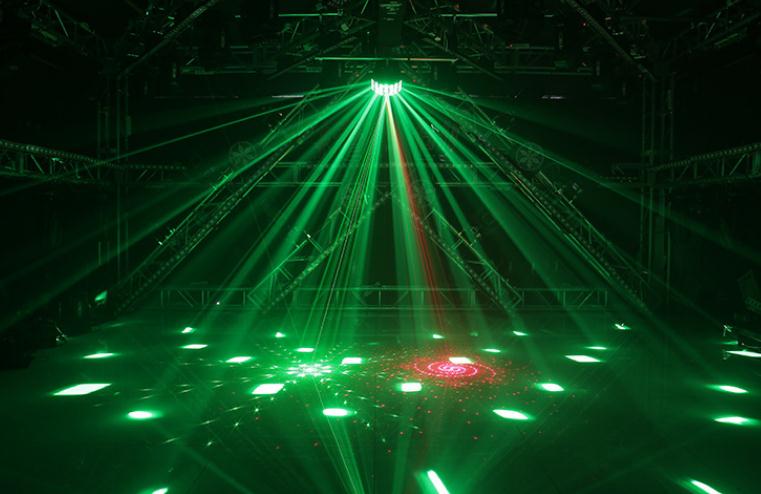 Best Selling New Three-layer butterfly Led Flash Colorful Atmosphere Rotating Laser Voice Co<i></i>ntrolled Laser Light Stage Lighting