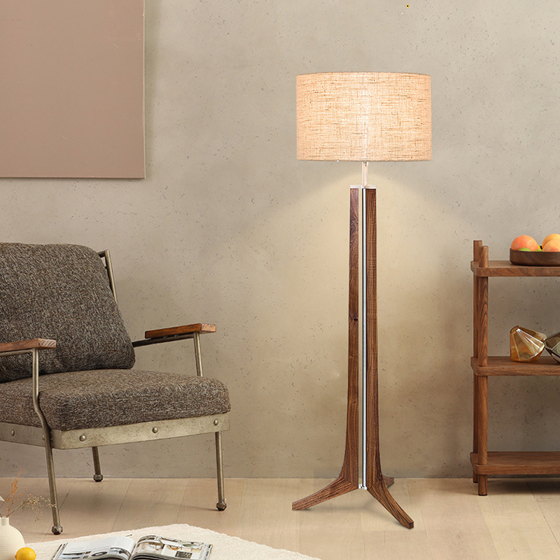 American Retro Classical Style Walnut Wood Fabric Floor Lamp FRL970picture4