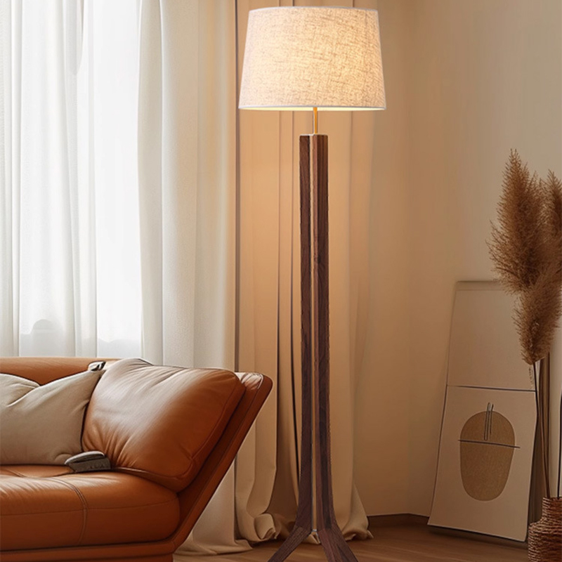 American Retro Classical Style Walnut Wood Fabric Floor Lamp FRL970picture5