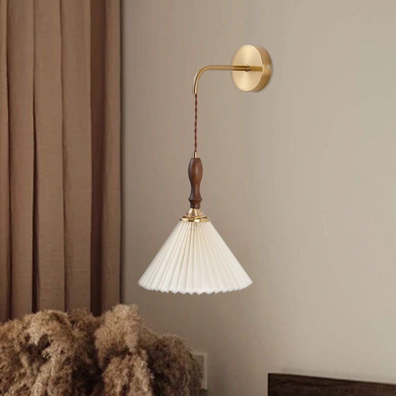 Retro Nordic Pleated Lampshade Mini Pendant Light for Dining Room, Bedroom, Bedside, and Study Reading
