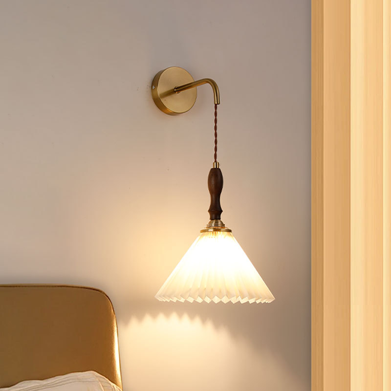 Retro Nordic Pleated Lampshade Mini Pendant Light for Dining Room, Bedroom, Bedside, and Study Reading