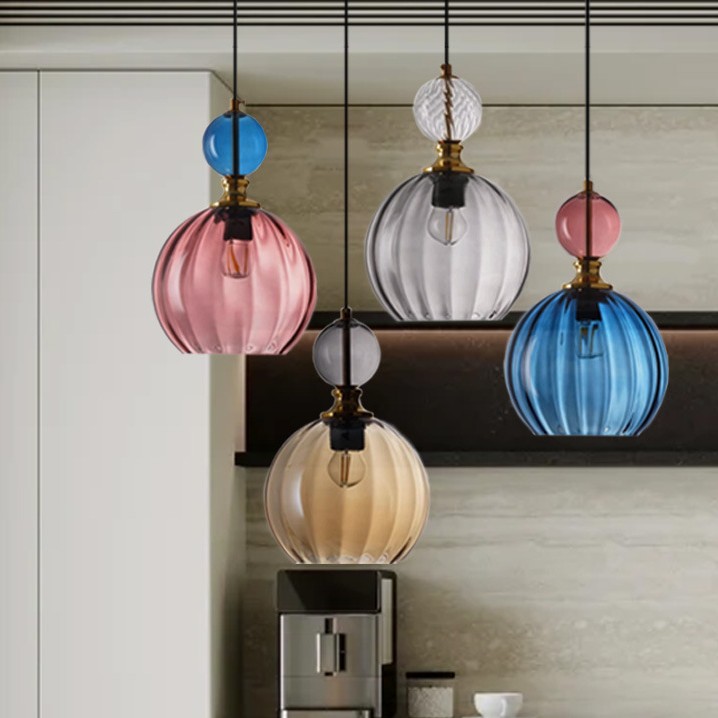 Nordic Minimalist Colorful Glass Pendant Light Modern Creative Designer Dining bar Counter Bedroom Bedside Lamp