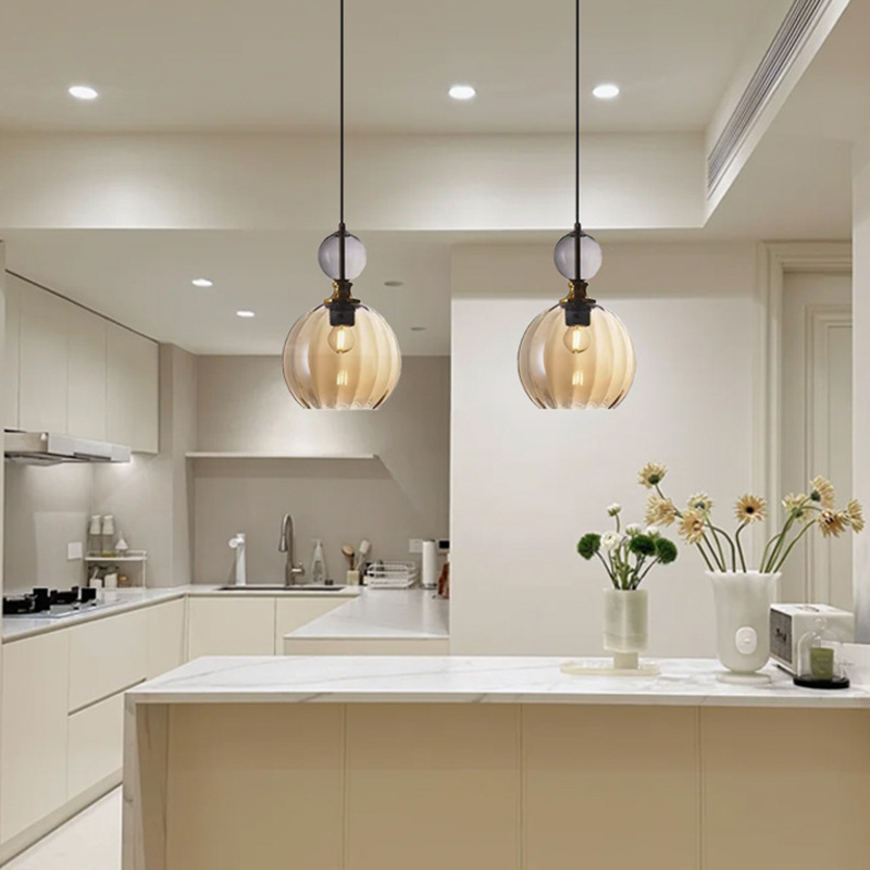 Nordic Minimalist Colorful Glass Pendant Light Modern Creative Designer Dining bar Counter Bedroom Bedside Lamp