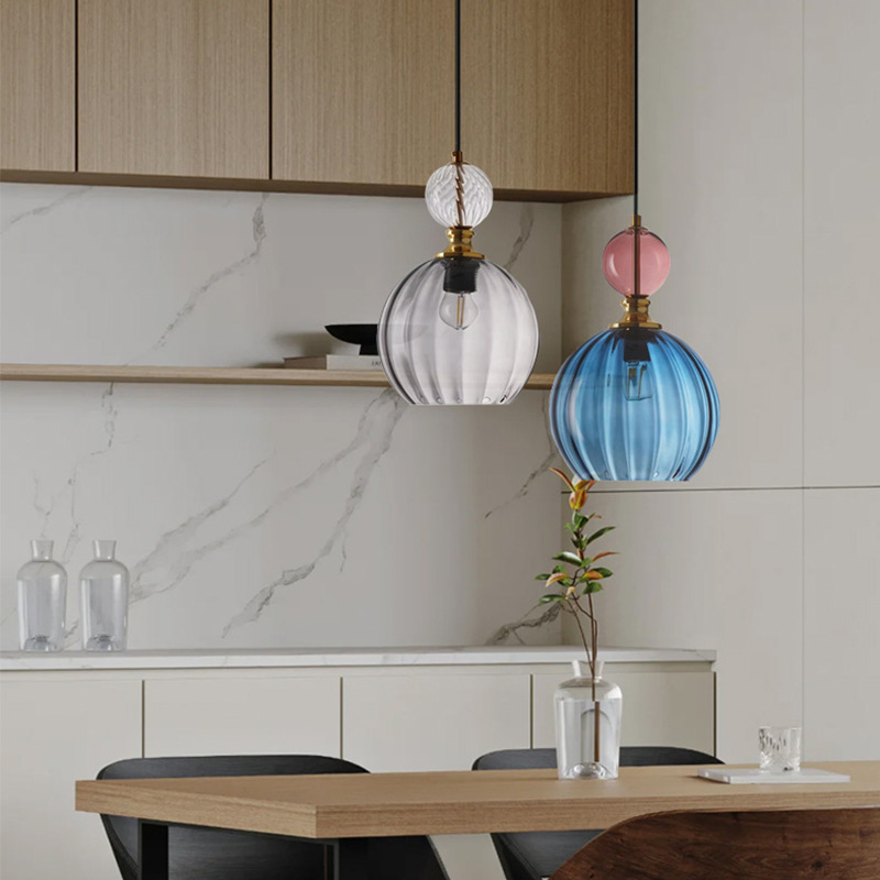 Nordic Minimalist Colorful Glass Pendant Light Modern Creative Designer Dining bar Counter Bedroom Bedside Lamp