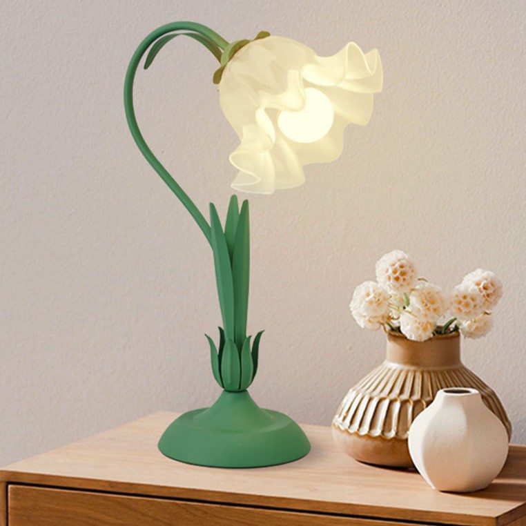 Retro Table Lamp French Romantic Room Bedroom Premium Feel Lamp Ins Style Bell Orchid Eye Protection Decorative Light