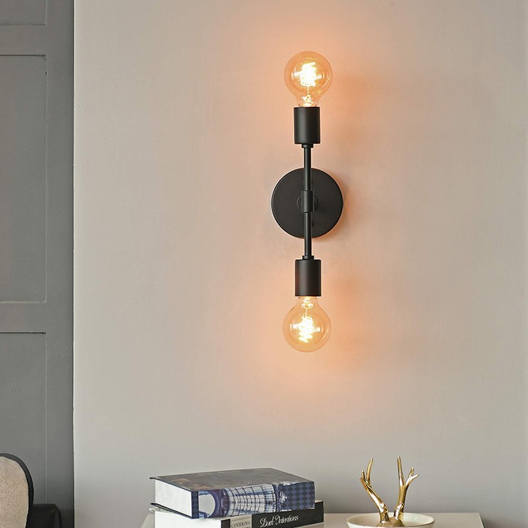 American Dual Head Wall Lamp LED Minimalist Hallway Iron Art Wall Light Bathroom Vanity Mirror Light
