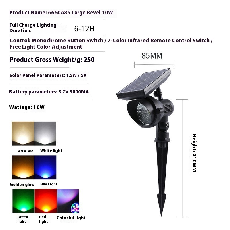 10W Solar IP65 LED RGB High-Brightness Solar Garden Lights SPK1830picture6