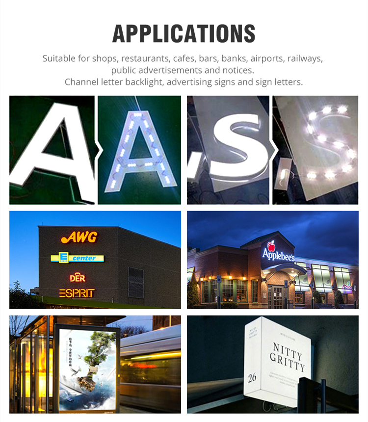 Square 4LED Module 12V 2.4W LED Module Light with Lens LED Belt Light for Signs MD350picture6