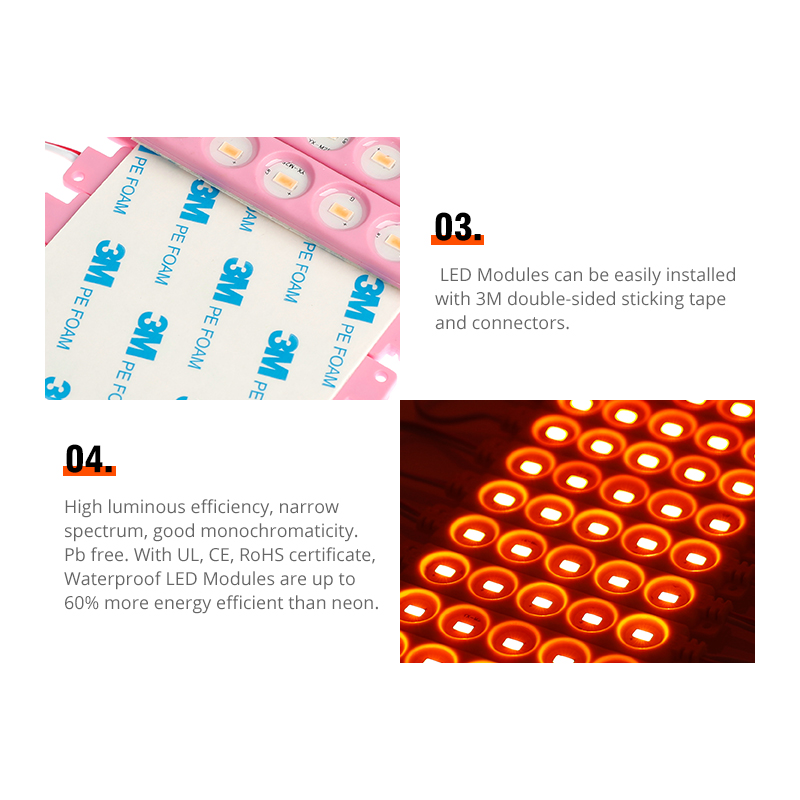 Purple LED Modules DC24V 1.2W 5Chip Full Color Light LED Modules MD390picture5