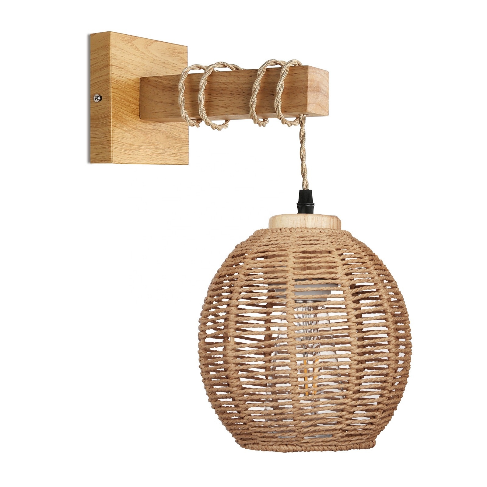 Customized Rattan Wall Hanging Lamp Bamboo Weave Chandelier Bamboo Lamp BBR140