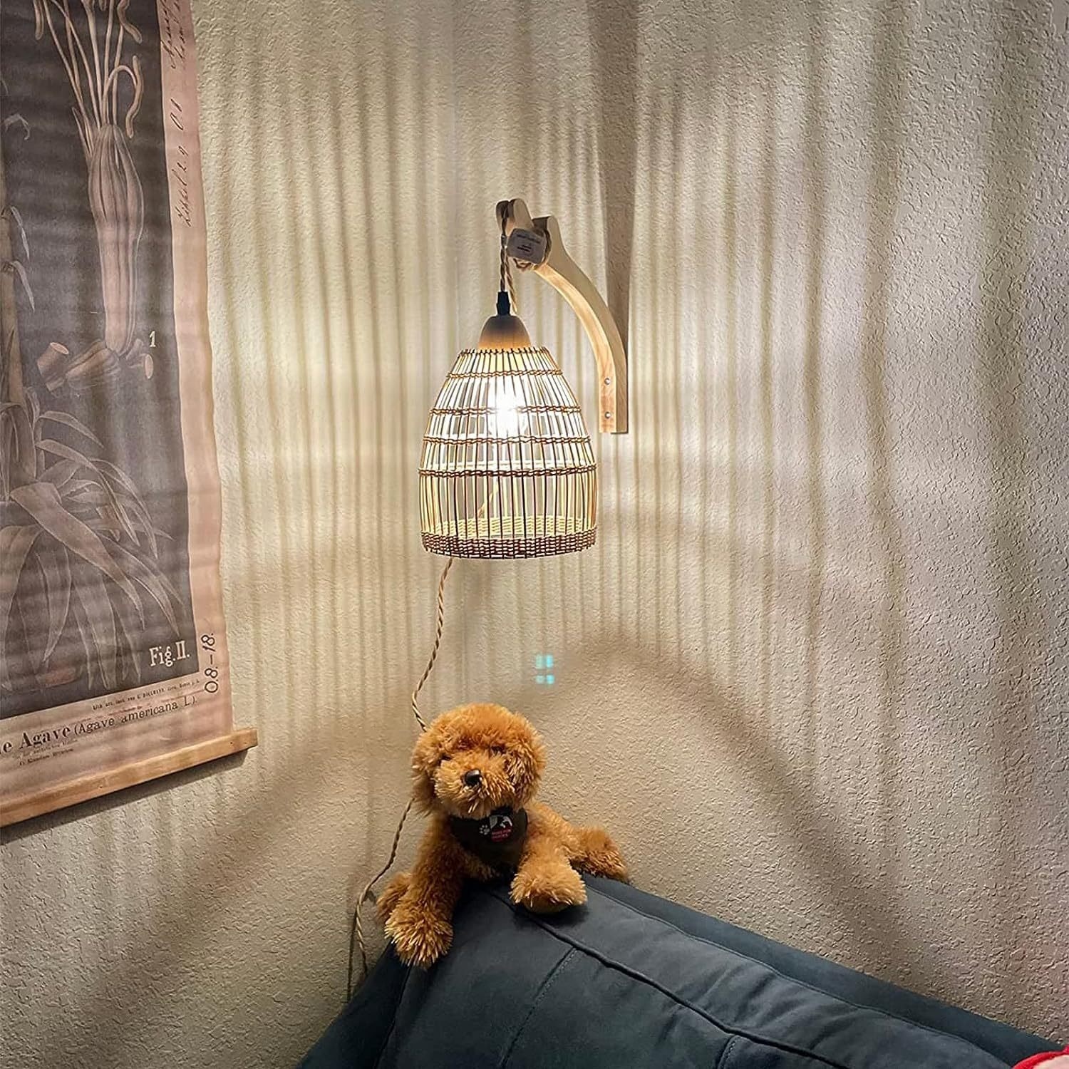 Customized Bamboo Weaving Wall Hanging Lamp Rattan Scones Chandelier Pendant Light BBR150picture3