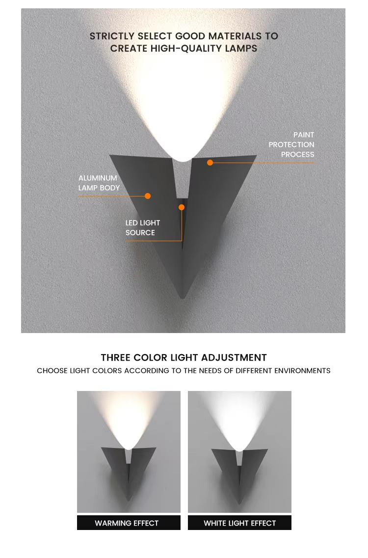 Modern Outdoor Home Garden Wall Lamps Triangle Aluminum LED Light Exterior Wall Mounted