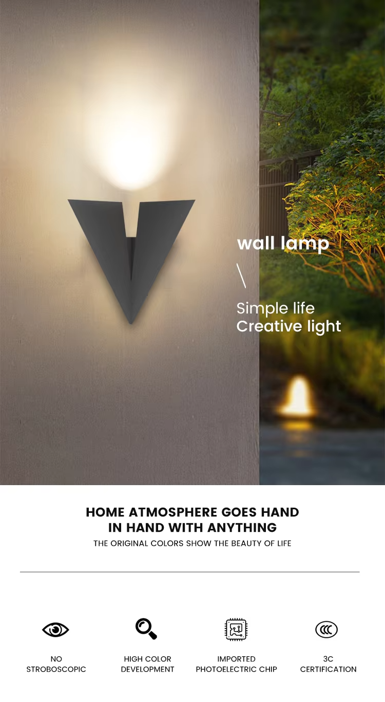 Modern Outdoor Home Garden Wall Lamps Triangle Aluminum LED Light Exterior Wall Mounted