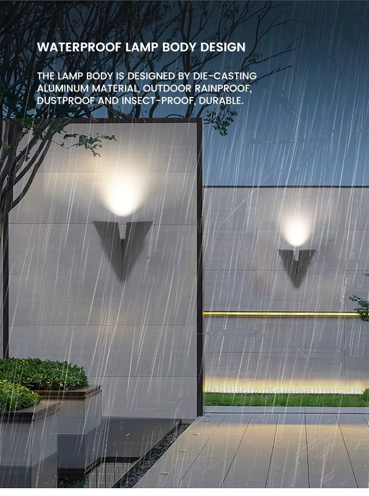 Modern Outdoor Home Garden Wall Lamps Triangle Aluminum LED Light Exterior Wall Mounted