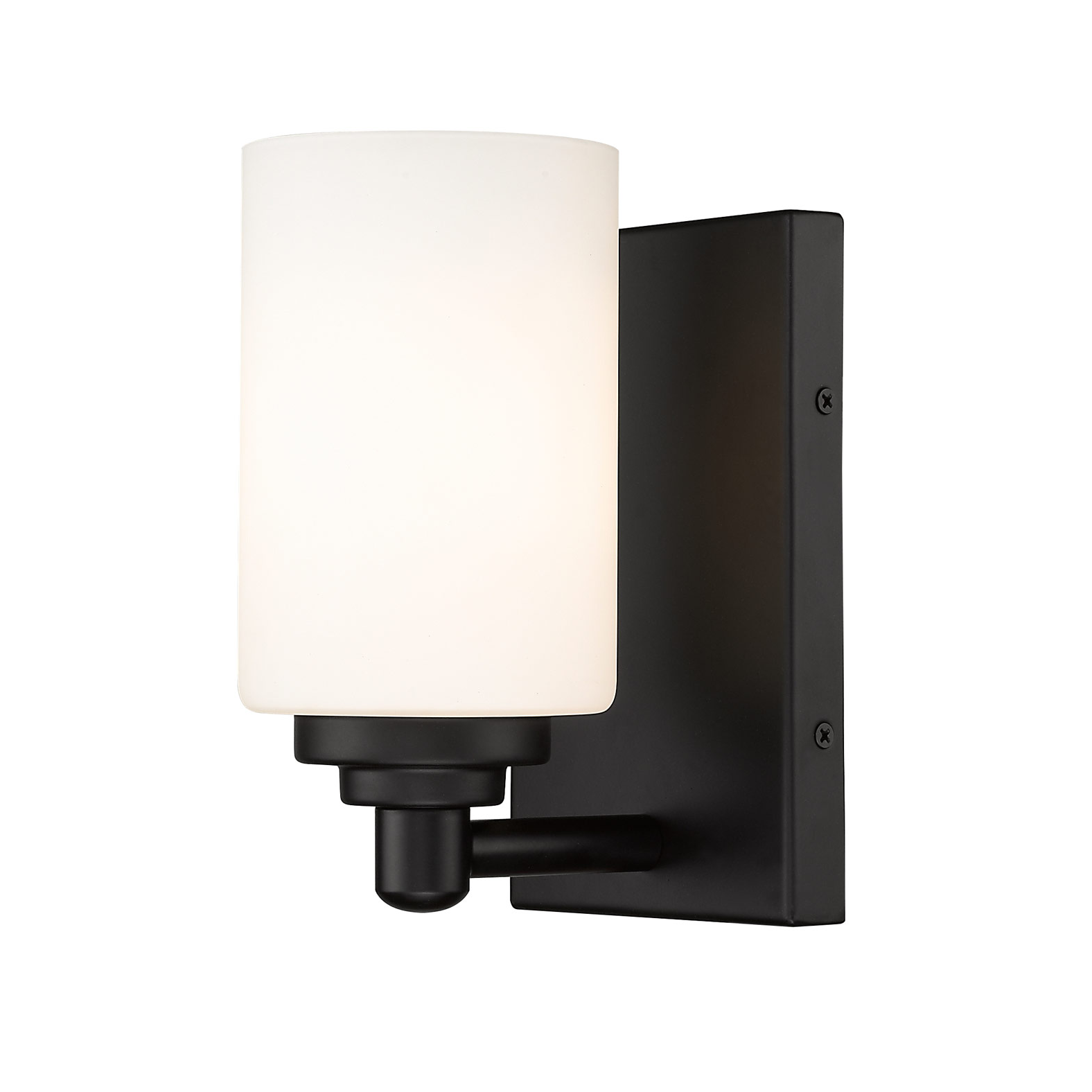 Matte Black Wall Sconce Light with White Glass Shade for Bathroom Use WL5210