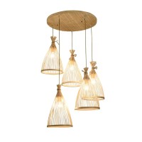 Indoor LED Simple Bamboo Weaving Light Classic Woven Chandelier hanging lamp BBR120