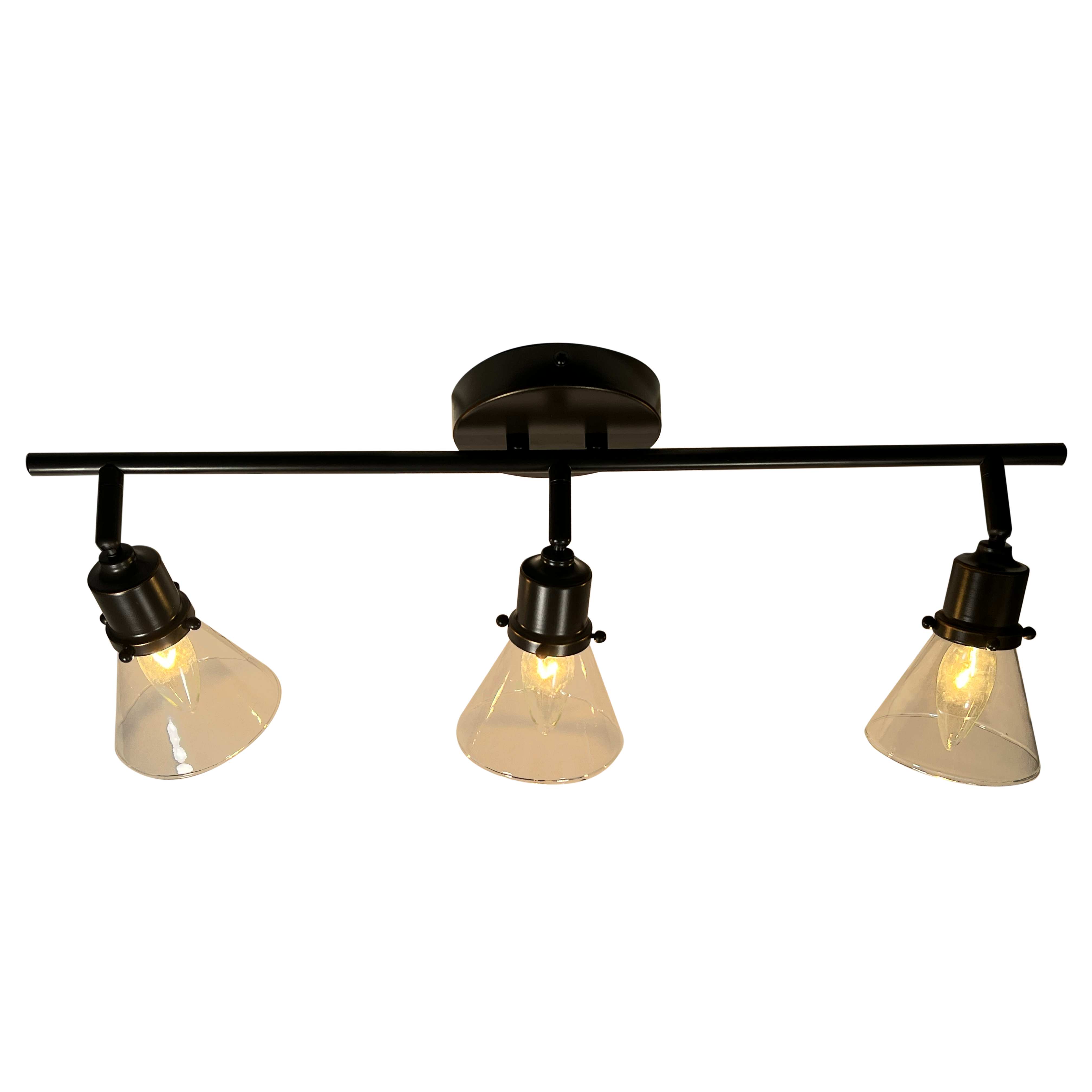 E12/E14 Socket 3-Light Fixed Clear Glass Shade Brown Finish Track Light TR1680