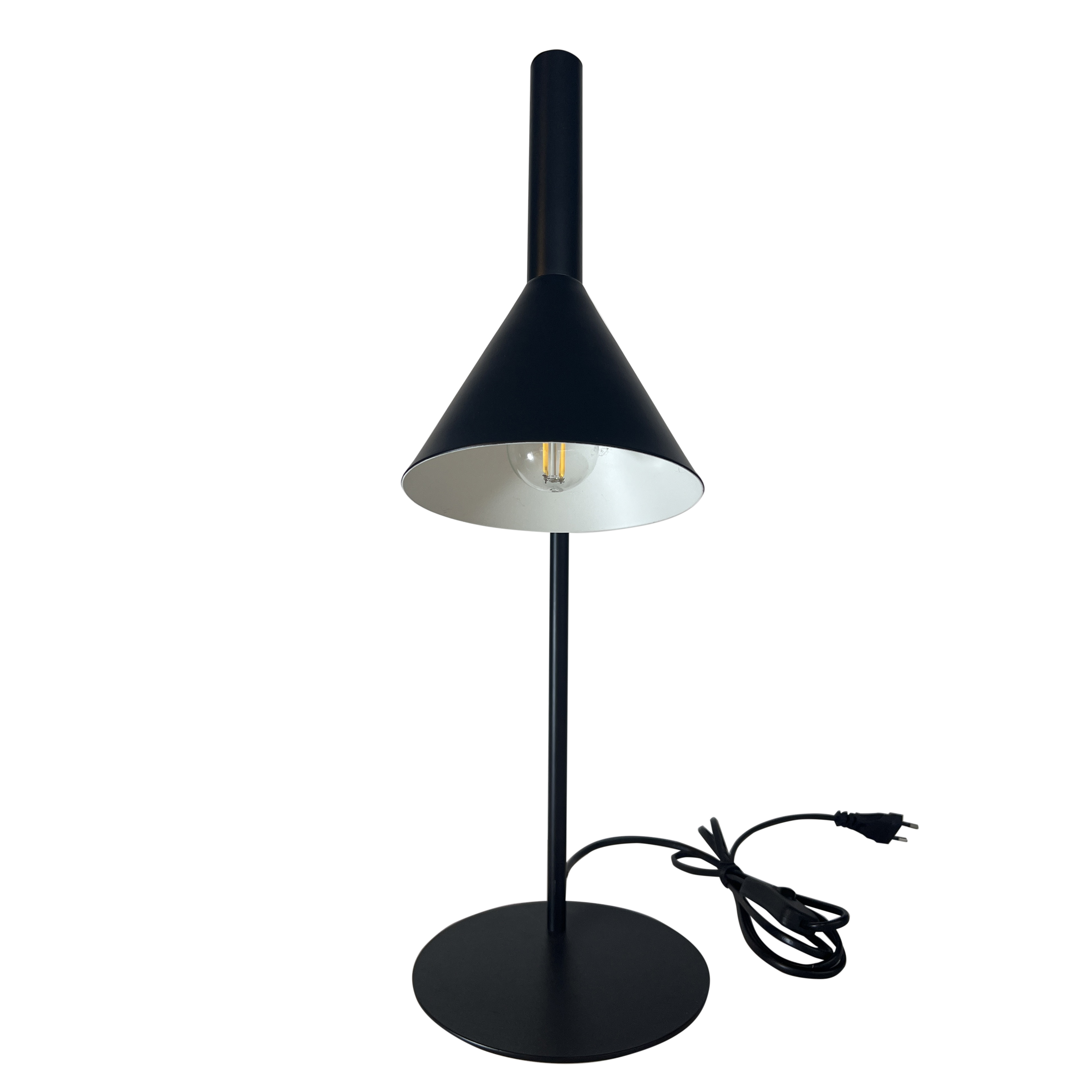 Nordic Style Table Lamp White Painted Inside Shade Black Finish E12 Bulb DTL3320