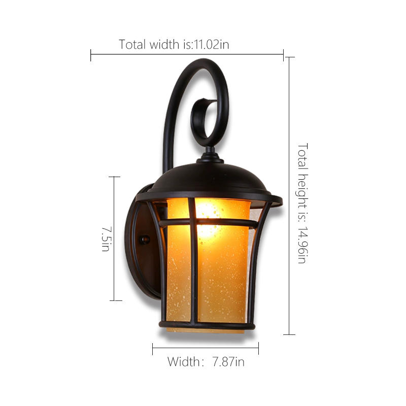 Retro Matte Black Outdoor IP65 Waterproof Patio Gate Balcony Wall Light RTS600picture2