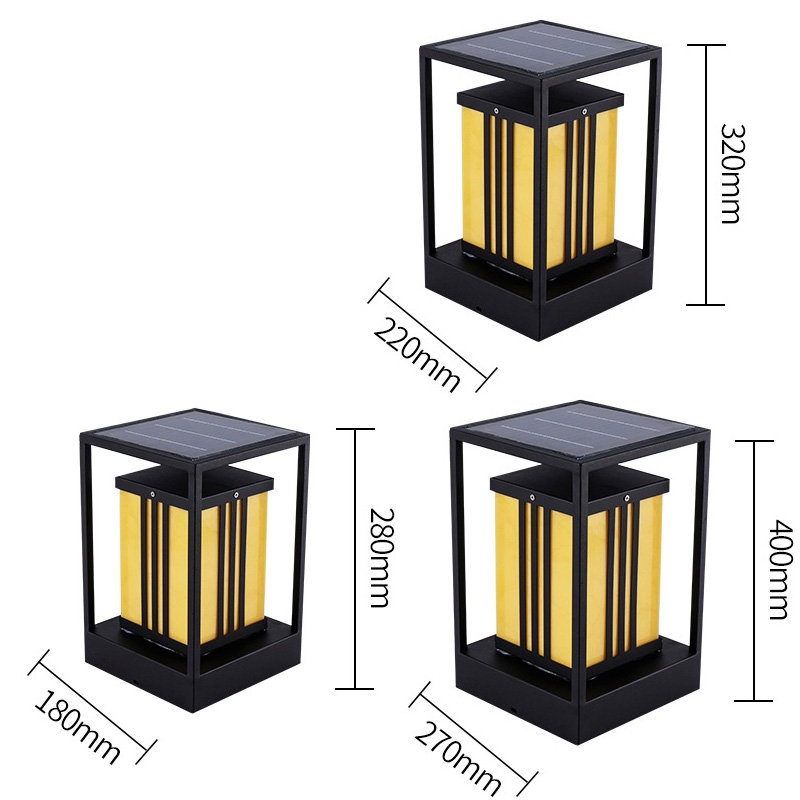 Stainless Iron Modern Column Lantern Solar Pillar Light PLR1420picture2