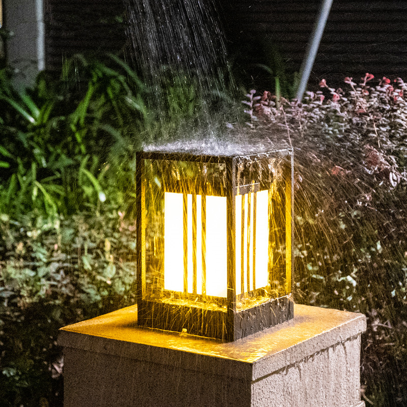 Stainless Iron Modern Column Lantern Solar Pillar Light PLR1420picture4