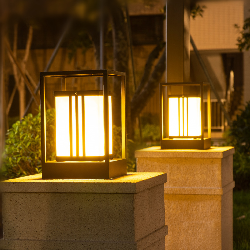 Stainless Iron Modern Column Lantern Solar Pillar Light PLR1420picture6