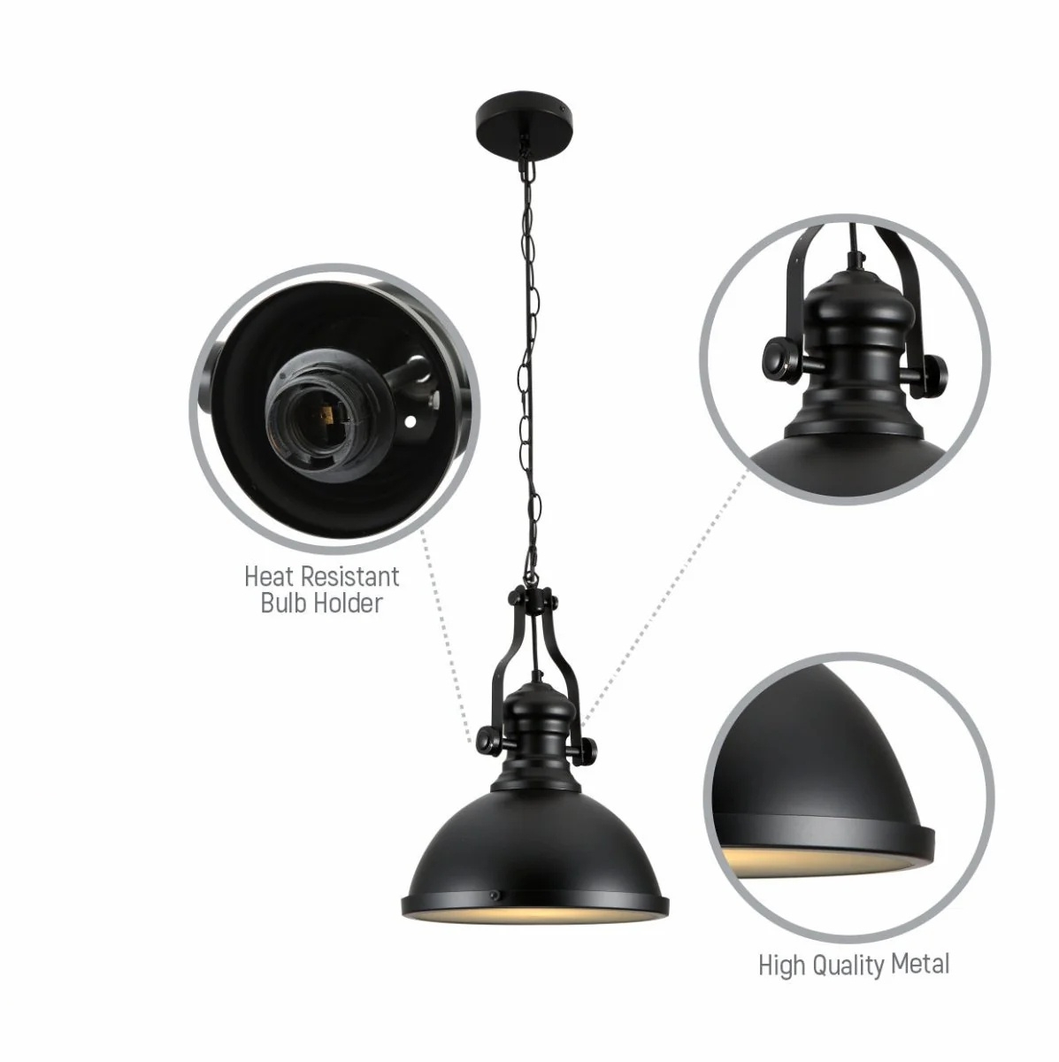 European Black Industrial Vintage Retro Dome Shade Pendant Lamps PEN2090picture3